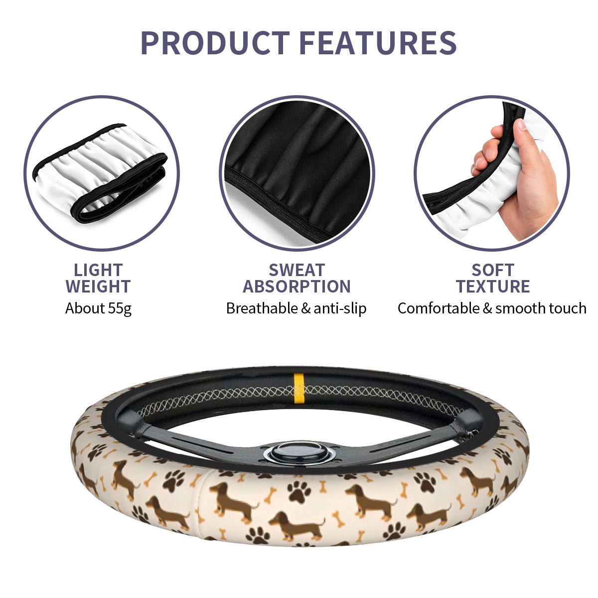Cute Dachshund Car Steering Wh - огляд і ціна Car Steering Wheel Cover Anti Slip Breathable