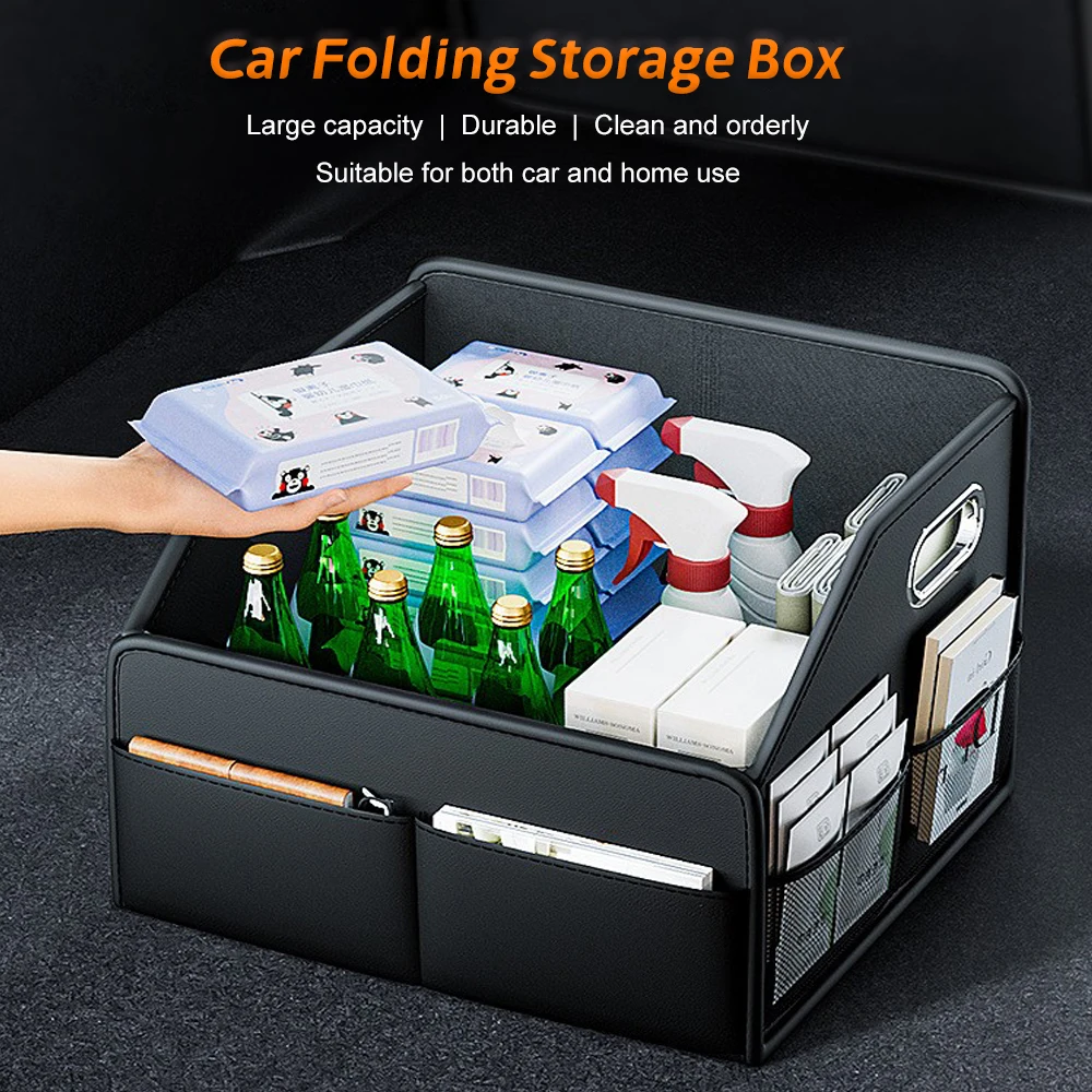 Premium Leather Foldable Car T - огляд і ціна Car Trunk Organizer Foldable Storage Box