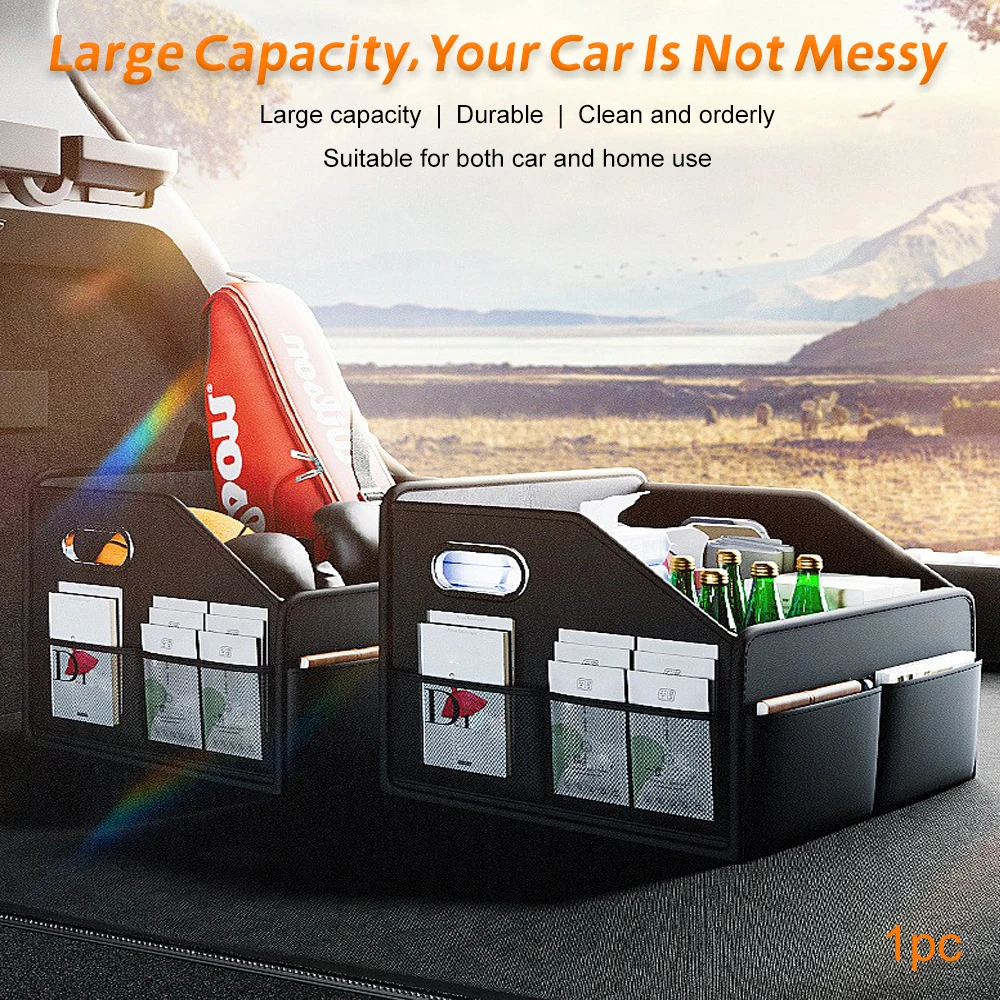 Premium Leather Foldable Car T - огляд і ціна Car Trunk Organizer Foldable Storage Box